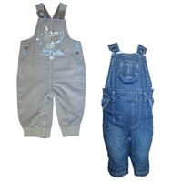 Baby Cute Grey Corduroy and Denim Dungarees Trousers and Shorts Oufit