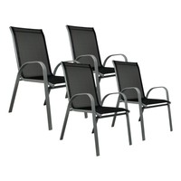 4er Set Gartenstuhl Stapelstuhl Stapelsessel Hochlehner Stahl Terrasse schwarz
