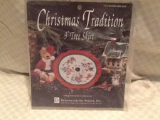 "CHRISTMAS TRADITION" 9 INCH TREE SKIRT COUNTED CROSS STITCH KIT