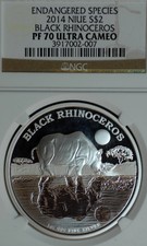 2014 Niue 1 oz .999 Silver Endangered Black Rhinoceros $2 Ngc Pf70 Ultra Cameo