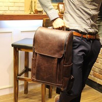 Vintage Herren Leder Schultertasche Überschlagtasche Rucksack Tasche 