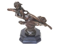 Bronze Figur  v.Felix Charpentier *nackte Frau auf Felsen* erotische Figur 20086