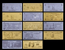 .999 Pure Gold&Silver Us Dollar Banknote 14pcs set American Bill Collectible.