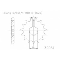 Ritzel 12 Zähne Stahl 520er Teilung (5/8x1/4) 4054783152155