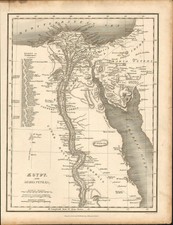 1828 map of egypt & arabia petraea . engraved & published by j.vincent of oxford