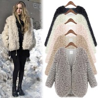 Damen Warm Wollmantel Trench Blazer Coat Jacke Long Parka Winterjacke Gr.34-42