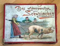 Altes Würfelspiel " Das widerspenstige Schweinchen " um 1900