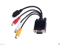  VGA auf 3 Cinch RCA S-Video S-VHS PC AV TV HDTV  kabel Adapter Konverter 9686