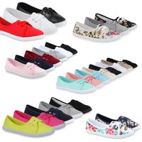 Damen Ballerinas Sportliche Stoffschuhe Slipper 71109 Flats Gr. 36-41