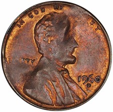 1960 D Cent Struck On Defective Planchet Error