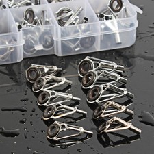 80pcs Fishing Rod Repair Guide Top Tips in Box Diy Fishing Tackle Pole Guides