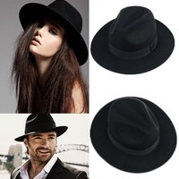 Herren Damen Wolle Bowlerhut Bowlerhat Hut Hochzeit Reithut Filzhut Schwarz Hut