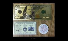 Aztec Silver Clad Commemorative Coin+Bar&Amazing Gold$100 Rep*Banknote Free Ship