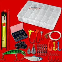 176tlg. Angelset Angelbox Angelkoffer Angelzubehör Köder Kunstköder Fertigangel