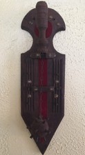 Vintage Gothic Medieval Wall Plaque Panoply Mace Dark Wood