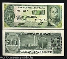 Bolivia 5 on 50000 Pesos Bolivianos P196 1984 Oil Refinery Lopez Unc 10 Billnote