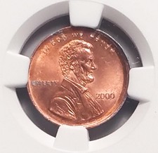 2000 1c Lincoln Penny Mint Error Double Struck Ngc Certified Ms 63