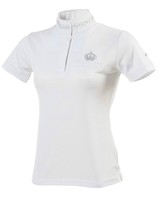Equi-Theme Turniershirt Couronne, Damen Kinder Turnierbluse Strass weiß, neu