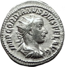 GORDIAN III 239AD Rome Authentic Genuine Ancient Silver Roman Coin ROMA i59118