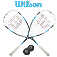 Wilson Squashet: 2x PRO TEAM Squashschlaeger besaitet + 2 Squashbälle