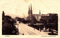 A348) Freiburg i. Br. Kaiserbrücke mit Johanneskirche gel. 1915