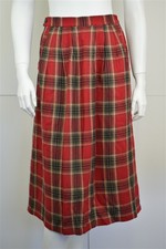 Authentic Vintage Polyester Cotton Blend Red Plaid Skirt Women's *Small