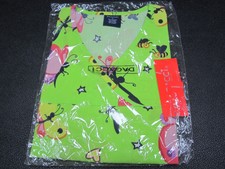 Dagacci Nwt Women's Lg Scrub Top B-918 Y Neck, 2 Pocket, Bees Butterflys