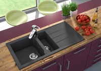 respekta Granitverbundspüle Granit Spüle Einbauspüle Alineo 100 x 50 cm schwarz