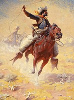 The Roping William Robinson Pferde Lasso Cowboy Reiten Wüste Indianer B A3 03526