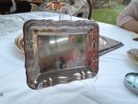 Dekorativer versilberter Untersatz 17 x 13  - schön und alt