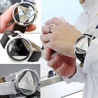 Herren Edelstahl Armbanduhr Quarz Uhr Armband Uhren Bracelet Lederarmbanduhr Neu