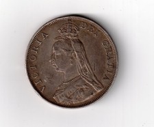 1889 Great Britain United Kingdom Silver Double Florin Coin Victoria