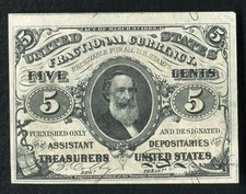 5 Five Cents Third Issue Fractional Currency Note About Uncirculated