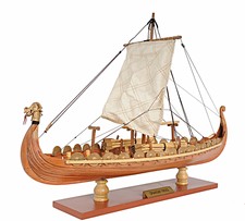 Drakkar Dragon Viking Ship Wooden Model Small 15" Built Sailboat