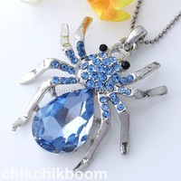Versilbert Legierung Anhänger Strass Pendant Kristall Spinne Schmuck Spider