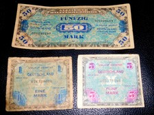 1944 World War Ii Nazi Era 1 5 50 Mark Lot German Military Payment Note Currency