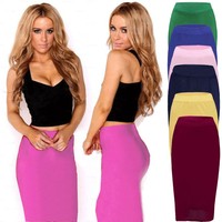 Bleistiftrock Midi Rock Knielang Midirock Stretch Figurbetont Business Röcke Neu