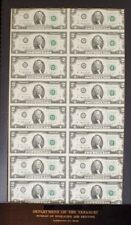 Sixteen 1976 Two Dollar *Star* Cleveland Notes Uncut Currency Dept Of Treasury