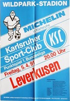Karlsruher SC KSC Leverkusen 1. Bundesliga 5. April 1991 Plakat Wildpark