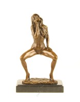 BRONZE FIGUR FRAU EROTIK AKT BRONZEFIGUR SMOKING GIRL SEXY STRIPPERIN FA9
