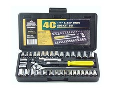 Mechanics Tool Set Kit Socket Set Universal reversible Stainless steel kit 40 pc