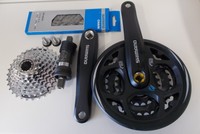 Shimano MTB Fahrrad Verschleißset Kurbel Kette Zahnkranz Innenlager 24 Gang NEU