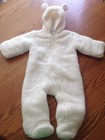 The Children's Place 3-6 Months Boy/Girl White Fuzzy Fleece One Piece Snow Suit 