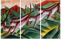 Franz Marc - Affenfries Expressionismus Poster Leinwand-Druck (180x120cm) #57481