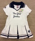 NWT Majestic NEW YORK YANKEES Girls Pleated White & Navy Dress 12 months New