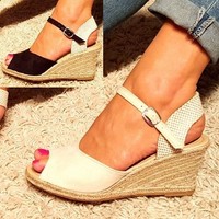 DAMENSCHUHE KEILABSATZ SANDALETTEN PLATEAU WEDGE größe 36 37 38 39 40 41 368