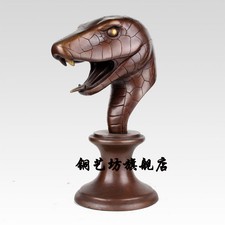 13' China Bronze Famous Feng Shui Twelve Zodiac Snake Animal Head Statue