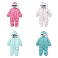 NWT Carter's Infant Girls 3-9 M Months Quilted Foil Pink Green Pram Snowsuit