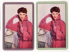 STYLISH LADY IN PINK  Pair of Vintage Swap/Playing Cards
