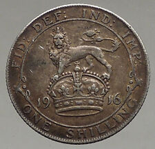 1916 UK Great Britain United Kingdom KING GEORGE V Silver Shilling Coin i56705